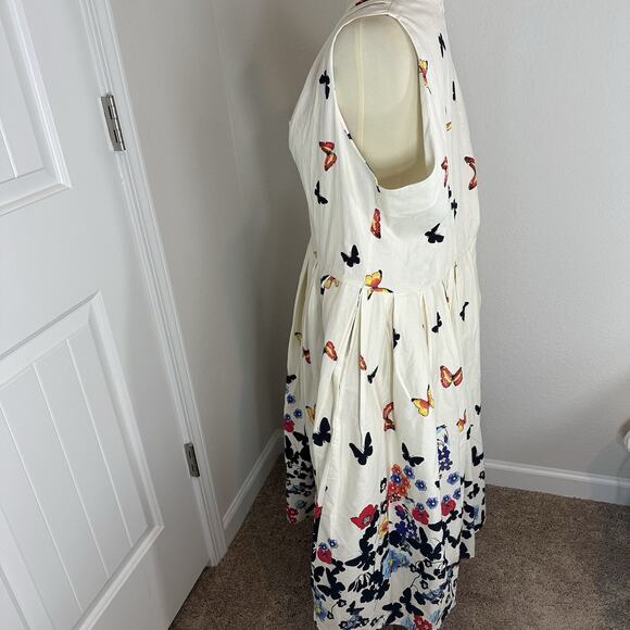 Bella Poque Dress 2XL Butterfly Floral Pockets A-line Cottagecore Rockabilly VTG - Picture 10 of 14
